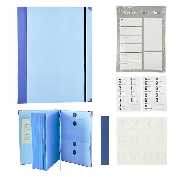 Expanding File Folder Organizer 10 Pockets, Letter Size A4 Accordion Document Holder with Elastic Closure, Labels Included, Blue