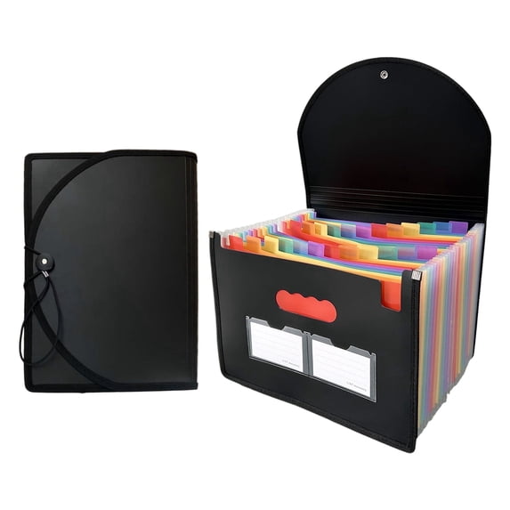 Olakula Expanding File Folder, Portable Folder with 25 Pockets and A-Z Label, Letter/A4 Size,Black.