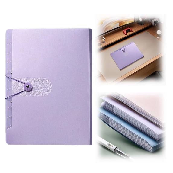 Expanding File Folder with Tabs, 8 Pockets File Organizer Accordion File Holder, with Elastic Buckles Closure, Paper Document Organizer for Home Office, 1 Pcs, 12.79x9.64"