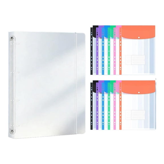 Expanding File Folder with 4 Metal Rings, 12-Pack Waterproof PVC Document Holder with 300-Sheet Capacity for School Office Storage