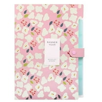 Expanding File Folders with 8 Pockets, Floral Printed Accordion Document Folder Organizer with Snap Closure, A4 Letter Size,Plastic File Folder with Pockets,for Office Supplies,Pink,12.76x9.29"