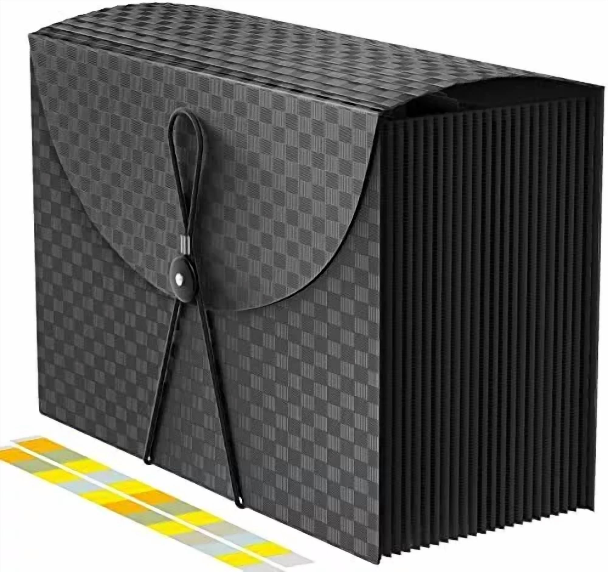 Expanding File Folders Accordian Organizer With 24 Grid Black
