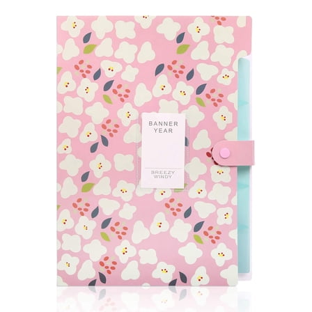 Expanding File Folders with 8 Pockets, Floral Printed Accordion Document Folder Organizer with Snap Closure, A4 Letter Size