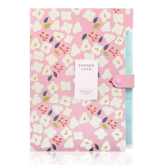 Expanding File Folders with 8 Pockets, Floral Printed Accordion Document Folder Organizer with Snap Closure, A4 Letter Size