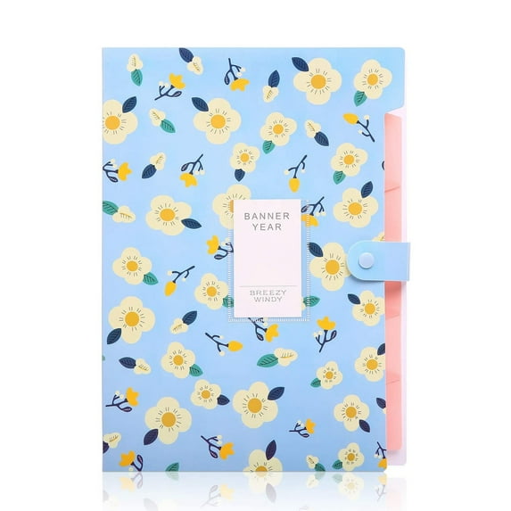 Expanding File Folders with 8 Pockets, Floral Printed Accordion Document Folder Organizer with Snap Closure, A4 Letter Size
