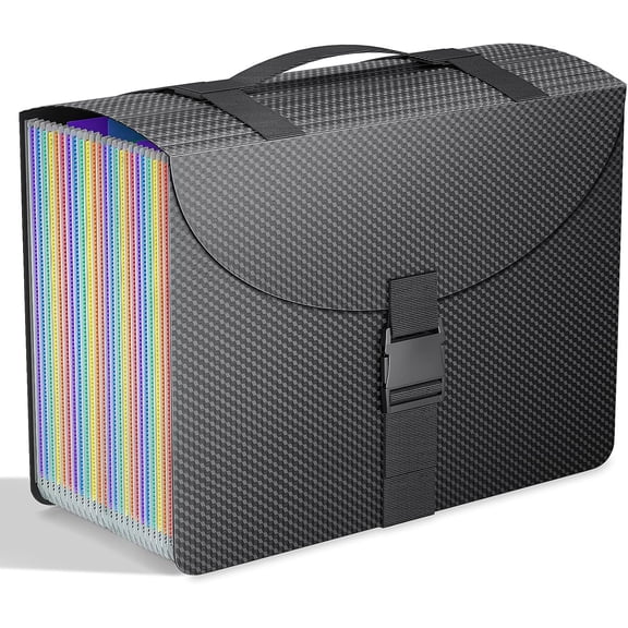 Expanding File Folders with Handle,Accordion File Organizer,Portable Filing Box,Colored Tabs for Document Paper,A4/Letter Size