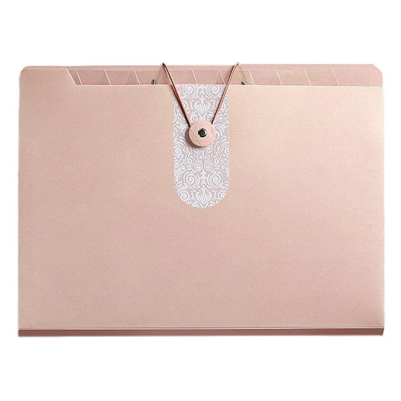 Expanding File Organizer with 12 Pockets, Accordion File Holder with Elastic Cord, Round Button Strap Closure Design – File Organizer for Bills, Receipts, and Documents, Letter Size, 1Pc(Pink)