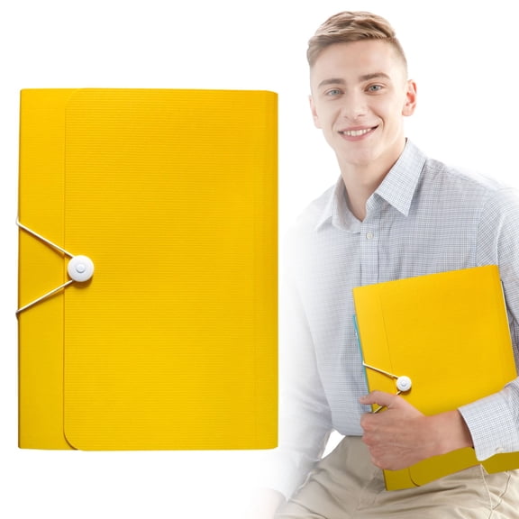 Expanding File Organizer with 13 Pockets, A4 Accordion File Folders with Tabs, Document Folder with Elastic Buckles Closure, Portable Paper Bill Receipt Organizer for Work & Everyday Use, Yellow