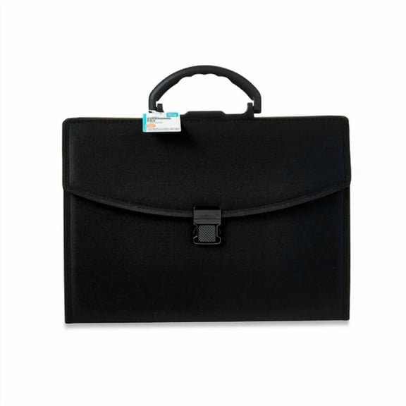 Expanding File Organizer, Black Fabric, 26 Pockets And Top Handle