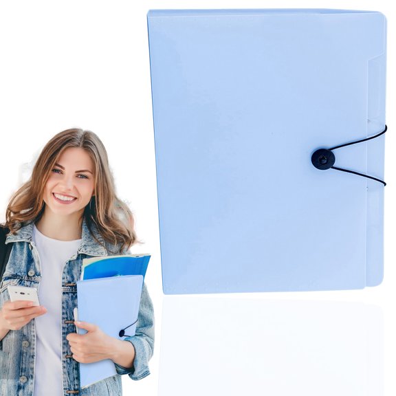 Expanding File Organizer With 5 Pockets For Test Paper Storage And Portable Document Filing - Ice Blue