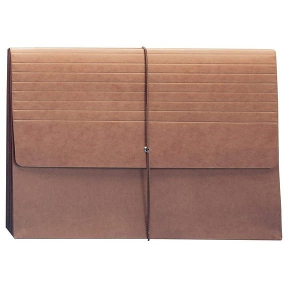 Expanding File Wallet, Flap and Cord Closure, 5-1/4" Expansion, Extra Wide Letter Size, Redrope, 10 per Box (71186)