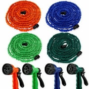 Expanding Flexible Garden Water Hose w/ Spray Nozzle in Green (25ft) - CycloneSound