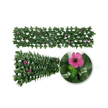 Expanding Garden Trellis Panels, Artificial Hedge Screening with Flowers, Decorative Faux Ivy Privacy Screen Greenery Backdrop for Backyard, Balcony