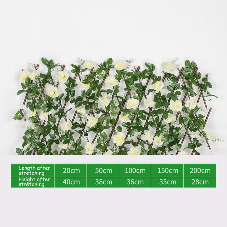 Expanding Trellis Artificial Rose Flower Garden Wall Leaf Wood