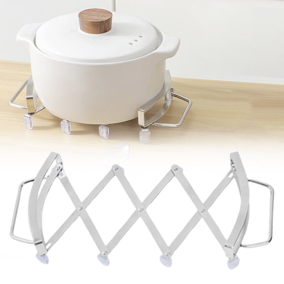 Expanding Trivet with handles,Hot Plate Holder Stainless Steel trivets Heat Resistant Mats for Countertop Cooling, Cooking Baking Pans Holder, Holds Within 10 in Range Dishes