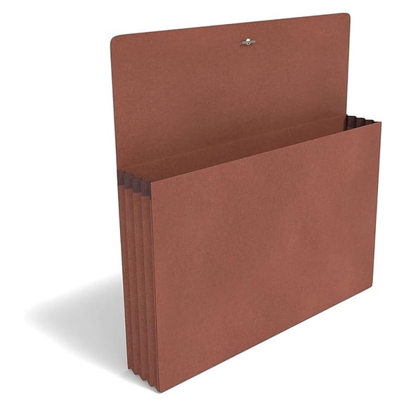 Expanding Wallet Letter Size - Reinforced Paper Wallets with Elastic Closure, 3.5" Expansion, Brown - 20 Count