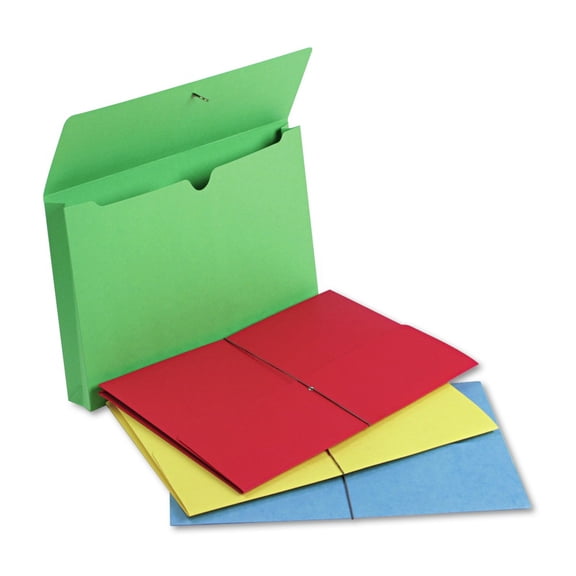 Smead 77271 2 in. Expansion 1 Section Elastic Cord Closure Expanding Wallet with Elastic Cord - Legal Size, Assorted Colors (50/Box)