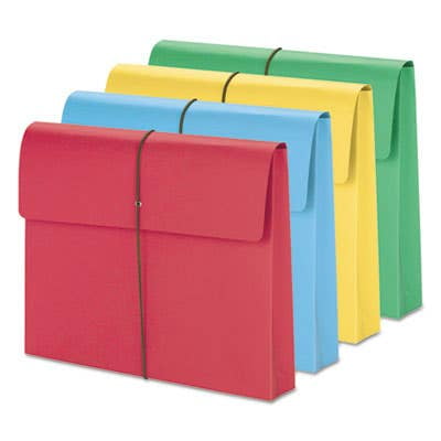 Expanding Wallet With Elastic Cord, 2" Expansion, 1 Section, Letter Size, Assorted, 50/Box
