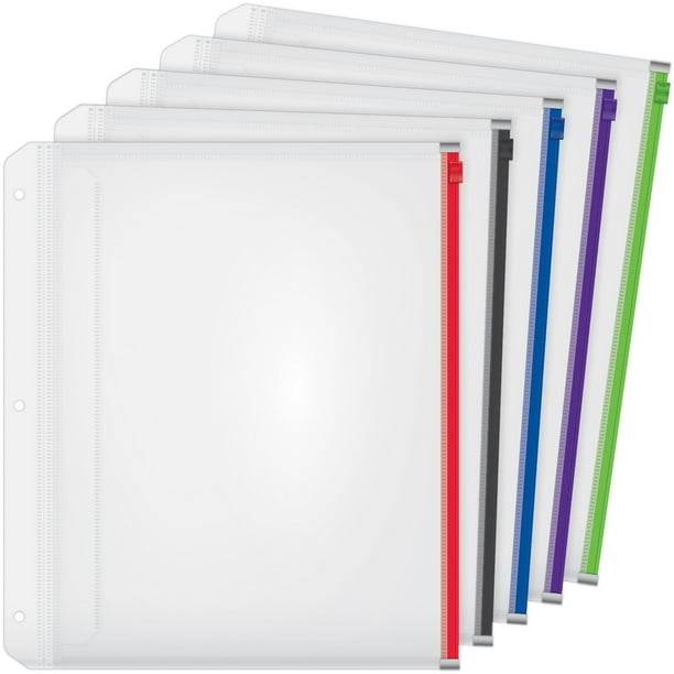 Expanding Zipper Binder Pocket, 8.5 x 11, Assorted Colors, 5/Pack Expanding Zipper Binder Pocket, 8.5 x 11, Assorted Colors, 5/Pack