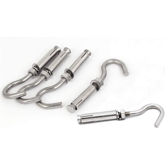 Expansion Bolt Screw Sleeve Anchor M8 Open Cup Hook Expansion Bolt Screws 304 Stainless Steel Anchor Ceiling Hook Bolts Heavy Duty Bolts 5 Pack (Color : M8 Hook Expansion Bolt, Size : Silver)