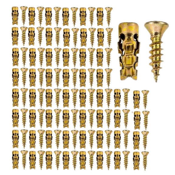 Expansion Screw Set 6×14mm, 6×14mm Short Expansion Screw Set, Cabinet Hinge Repair Screws for Stripped Thread & Loose Holes, Hardware for Kitchen and Bath Cabinet Installation 30PCS