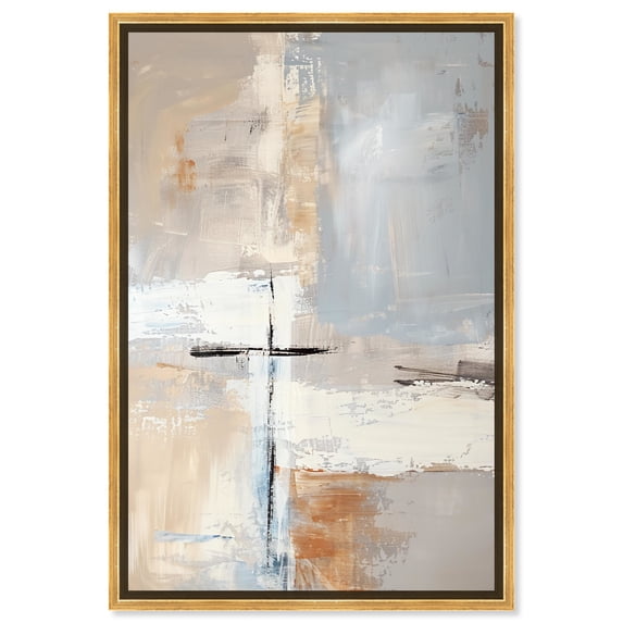 Expectations Boho Abstract Warm Color Canvas Wall Art by Art Remedy, Gold Floater Frame, 36"x54"