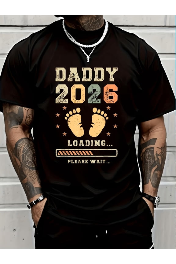 Expecting Dad 2026 Baby Announcement Pregnancy Daddy Loading Unisex T-Shirt, S - 5XL