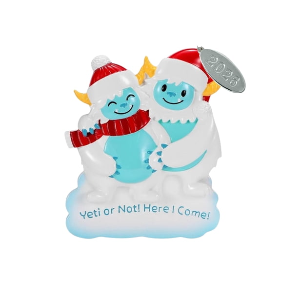 Expecting Ornament, Pregnant Christmas Ornament - Cute and Funny Yeti or Not Here I Come Design - Can Be Personalized at Home, Comes in a Gift Box