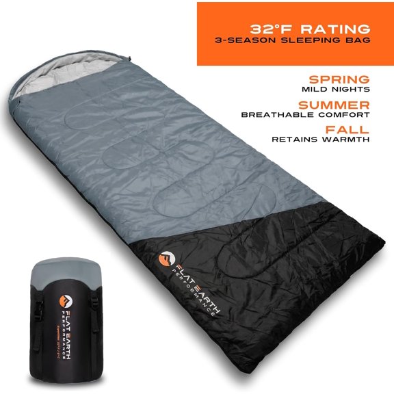 Expedition Camping Sleeping Bags with Compression Sack – 32 ° F Lightweight Bag for Adults & Teens