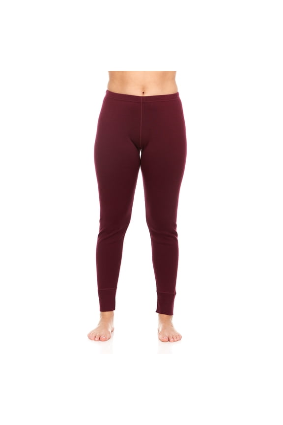 Merino Wool - Women's Expedition Weight Bottoms - Heavyweight Thermal Long Johns - No Itch Renewable - Burgundy - Medium