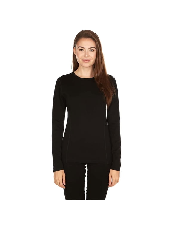 Heavyweight Women's Wool Crew Top Thermal Base Layer - 100% Merino Wool