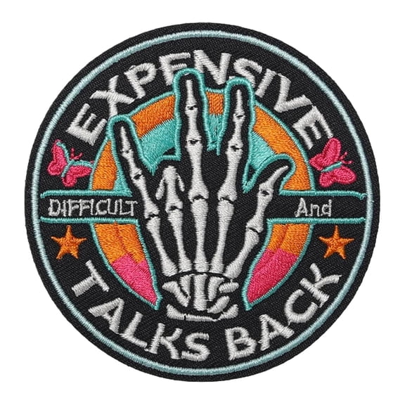 Expensive And Difficult Skeleton Funny Meme Patch, Tactical Patch Hook And Loop Embroidered Funny Military Morale Patches For Hat, Clothing, Molle Vest, Bag, Jackets, Backpack