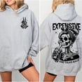 thumbnail image 1 of "Expensive, Difficult & Talks Back" Skeleton Girl Hoodie – Humorous & Edgy Statement Sweatshirt, 1 of 6
