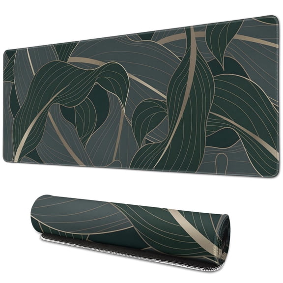 Experience Better Gaming & Work with our Green Leaves Mouse Pad - Extended Large Size, Non-Slip, Stitched Edges - Perfect for Keyboard & Mouse - 31.5 x 11.8 inches