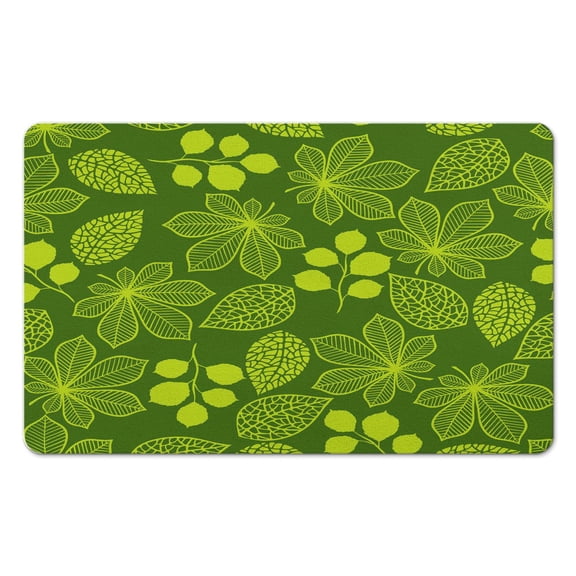 Experience Comfort & Style with Our 20x32 inch Leaf Bath Mat - Green, Absorbent, Non-Slip, Machine Washable Microfiber Bathroom Rug