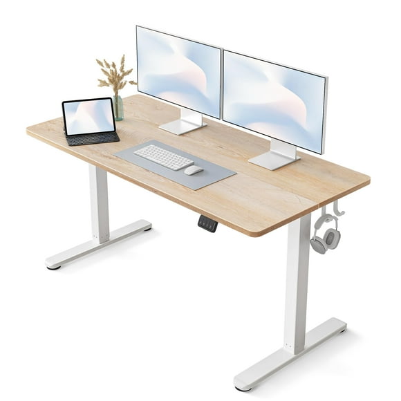 "Experience Comfort & Versatility: Electric Standing Desk, 55 x 24 Adjustable Height Sit and Stand Desk for Home Office, Ergonomic Workstation Computer Desk in Beautiful Oak!"