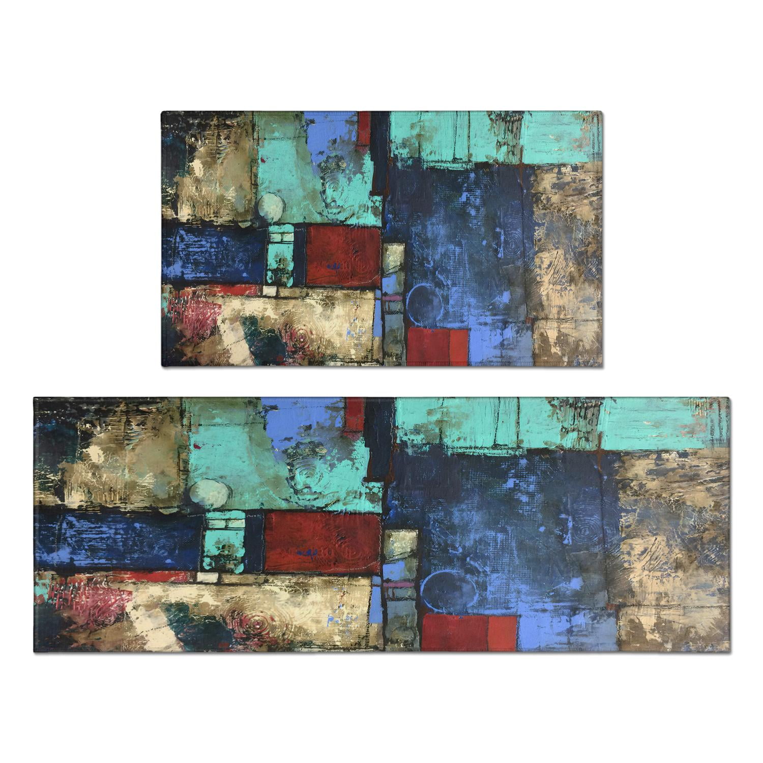 Experience Elegance with NonSkid, Washable Blue Grey Kitchen Rugs and