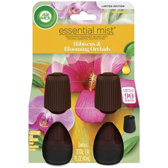 Experience the Enchanting Aroma of Hibiscus & Blooming Orchids with Air Wick Essential Mist Refill - 2 Ct, the Ultimate Essential Oils Diffuser and Air Freshener