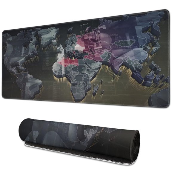 Experience Gaming on a Global Scale: XXL World Map Mouse Pad with Non-Slip Base & Stitched Edges (31.5x11.8 Inch)