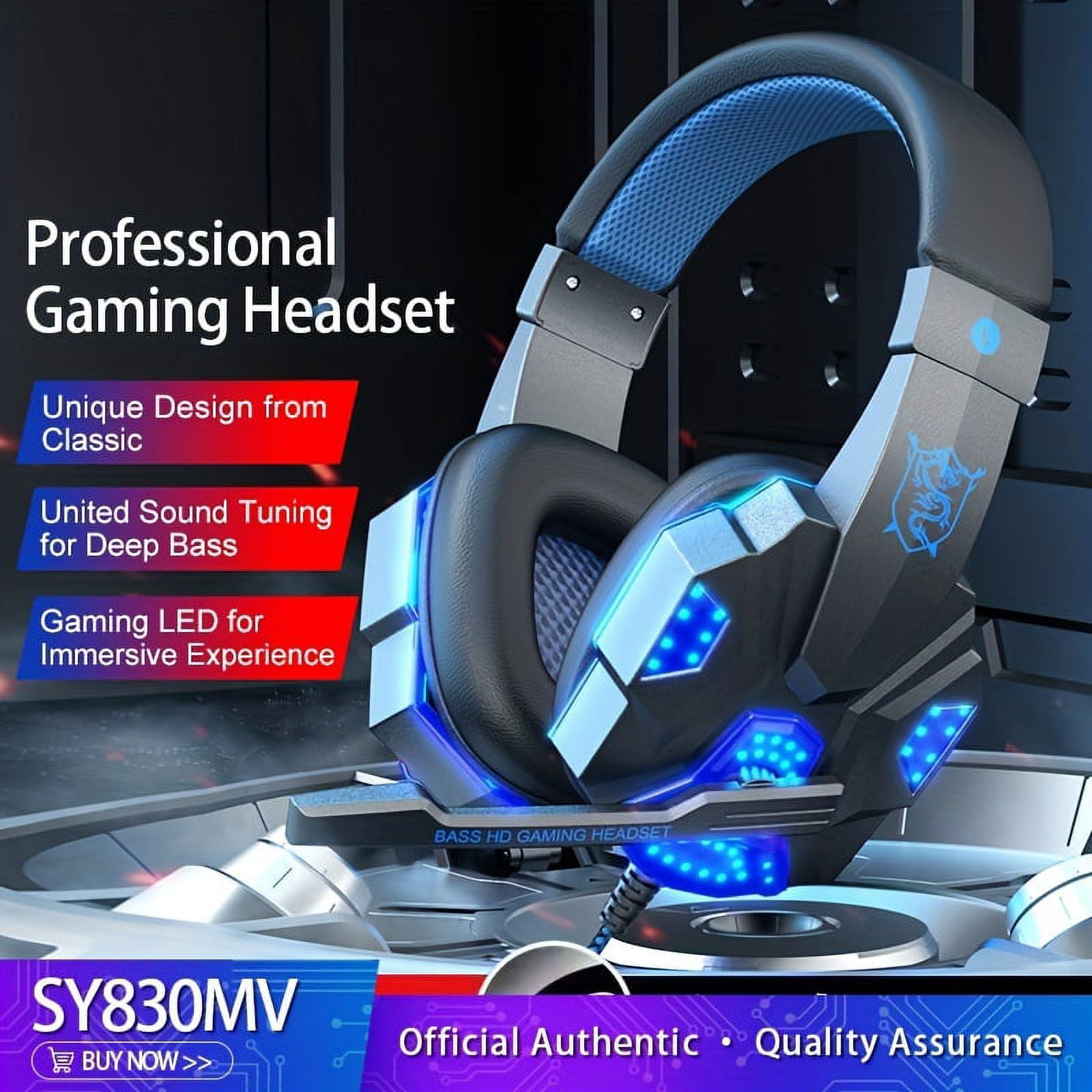 Experience Immersive Gaming with SY830 LED Backlight OverEar Headset Wired Headphones with