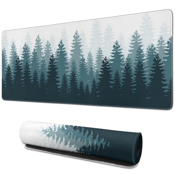 Experience an Immersive Nature Scene - Forest Pattern XXL Mouse Mat, Large Extended Non-Slip Desk Pad with Stitched Edges (31.5 x 11.8inches) - Ideal for Gaming & Workstations