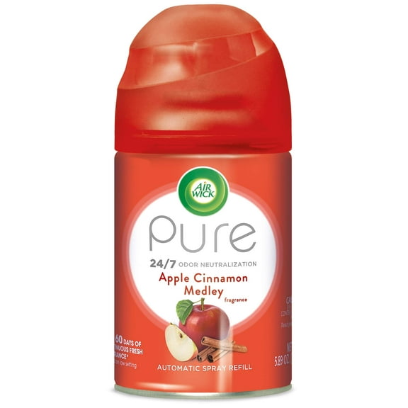 Experience the Irresistible Scent of Air Wick Pure Freshmatic Refill - Apple Cinnamon Medley! Transform Your Space with this 1Ct Automatic Spray Air Freshener, Infused with Essential Oils for Effecti