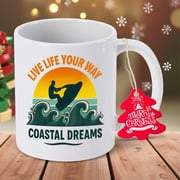 Experience Life on Your Terms with This Ceramic Coffee Mug Featuring a Surfer And Ocean Waves Design, Perfect for Grandma. A Unique Gift for Holidays, Birthdays, Or Halloween, ItS Durable And Should
