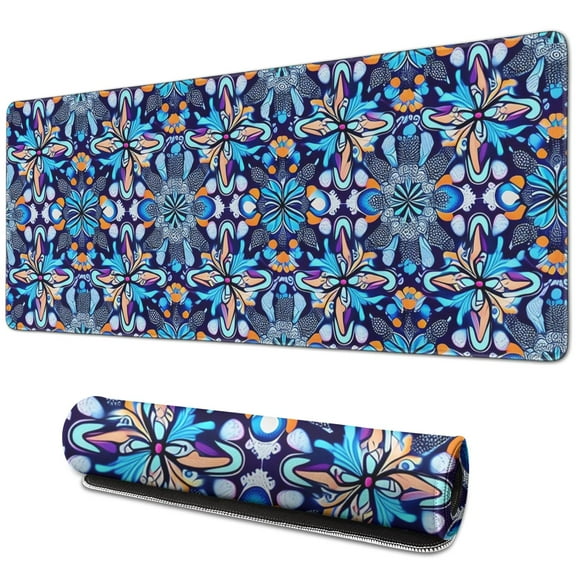 Experience Precision: Floral Mandala Mouse Mat - Custom Size, Non-Slip, Stitched Edge, Waterproof, Perfect for Gaming and Office (31.5 X 11.8 Inch)