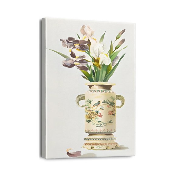 Experience Rustic Charm with This Bottles and Plants Wall Art - 12x16 Inch Canvas Oil Painting Features Rustic Flowers Decor, Ideal Farmhouse Country Style Decoration for Any Room