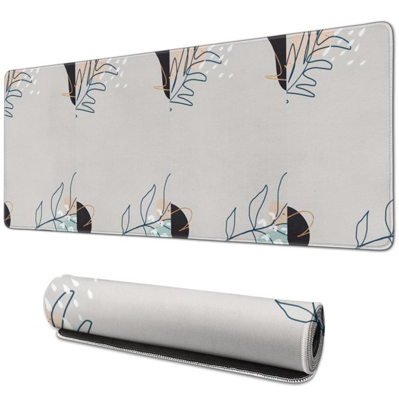 Experience Seamless Navigation with Abstract Art Mouse Pad | Non-Slip Base & Waterproof | Modern Boho Leaves Design | Perfect Office Accessory,31.5x11.8 inches