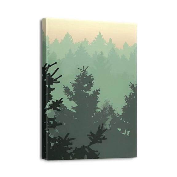 Experience Serenity 12x16 Inch Abstract Mountain Forest Print - Framed Canvas Art Ideal for Modern Decor