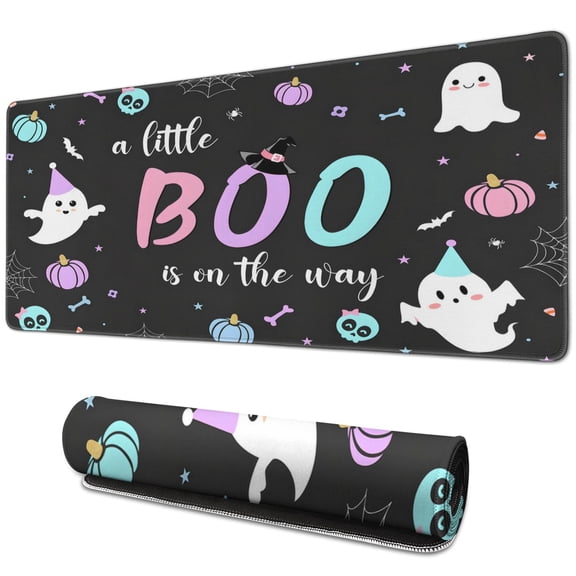 Experience Spooky Fun Gaming with Halloween Themed Mouse Pad Cute Spider Webs, Pumpkins, Ghost Skull Non-Slip Base Perfect for Desk, Laptop 31.5 x 11.8 in