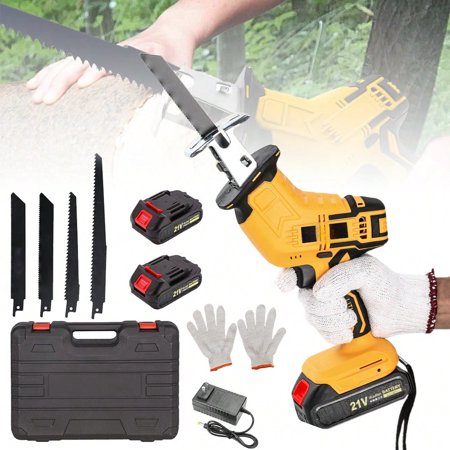 Experience Superior Cutting Power With The Yellow Lithium-Ion Reciprocating Saw. With 5 Durable Blades And 2 Batteries, This Tool Offers High Efficiency And Ease Of Use For Your DIY