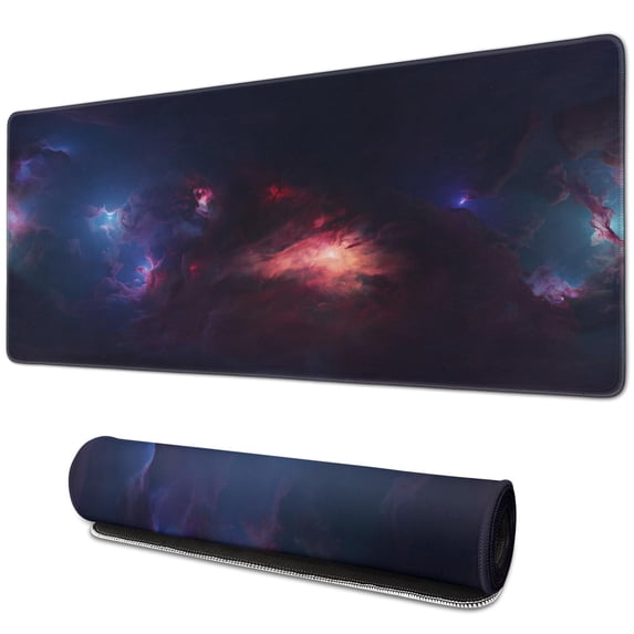Experience Superior Gaming with Large Non-Slip Galaxy Mouse Pad – Durable Stitched Edges Keyboard Mat & Desk Pad, 31.5x11.8in, Dazzling Design